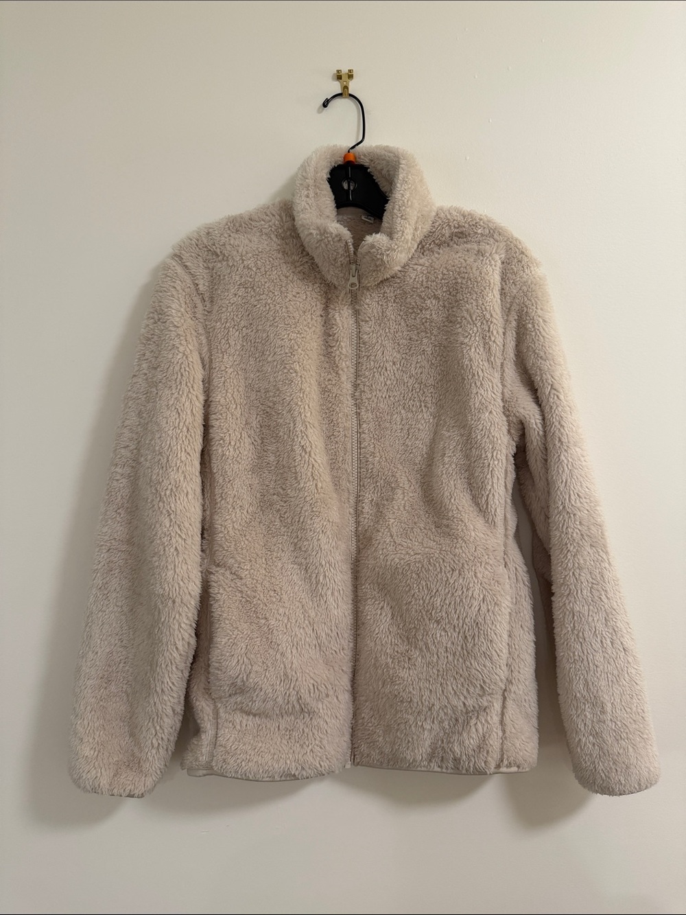 Uniqlo Women's Plush Teddy Zip Jacket - Beige